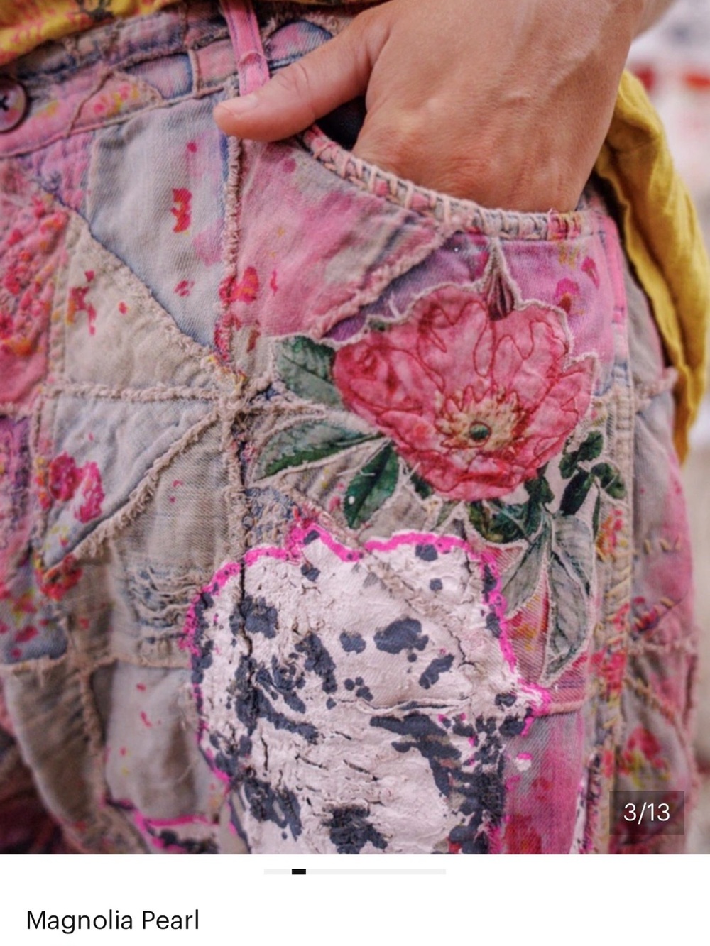 Magnolia Pearl Patchwork Boyfriend Jeans in Pink, Yellow, Green, Blue - Picture 2 of 5